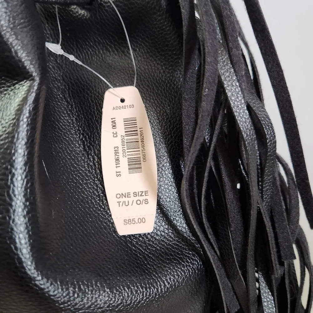 Victoria's Secret VS Black Faux Leather Western Boho Fringe Backpack NWT - Picture 16 of 16